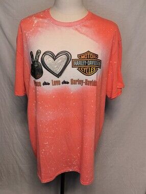 Harley-Davidson Orange and White Peace Love Logo Tee 3X